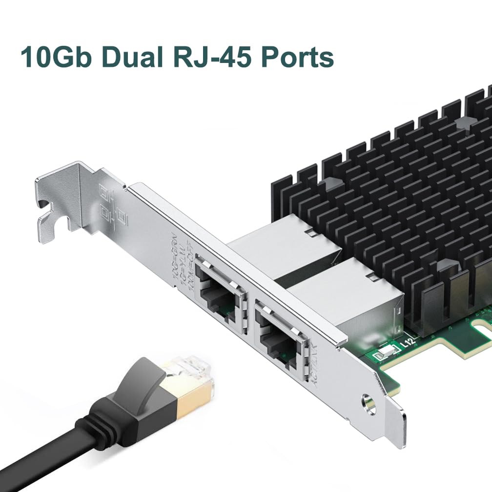 10Gb Network Card Intel X540-T2 PCIE NIC Ethernet Card, Dual RJ45 Port, Intel X540-BT2 Controller, 10G Converged Network LAN Adapter, Support Windows/Linux/Vmware/ESX/Freebsd Server