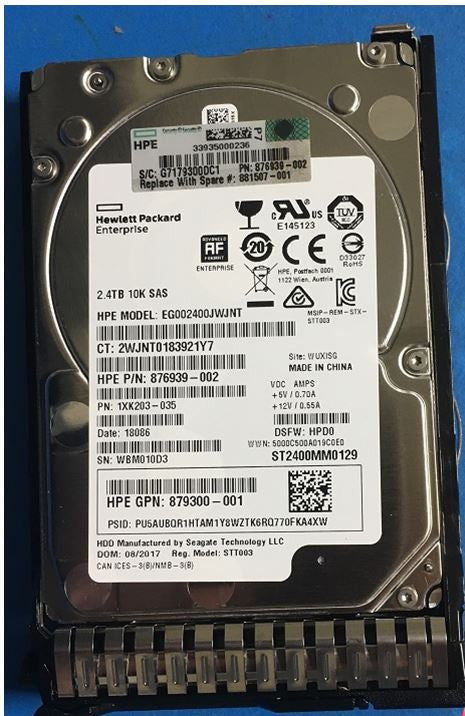 HPE EG002400JWJNT-SC 2.4TB 10kRPM 2.5in DS SAS 12G Enterprise G10 HDD