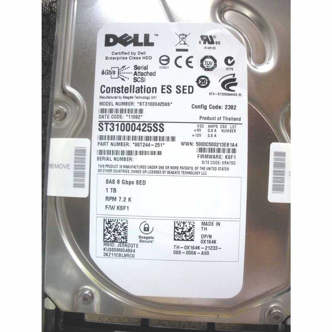 Dell X164K Hard Drive 1TB 7.2K SAS 3.5in