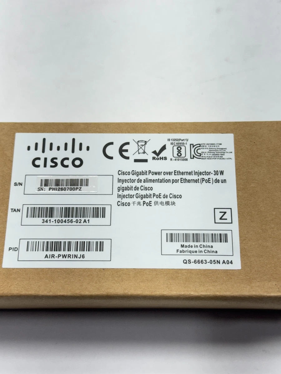 Cisco AIR-PWRINJ6 Gigabit Power over Ethernet Injector 30W – New|205800906134