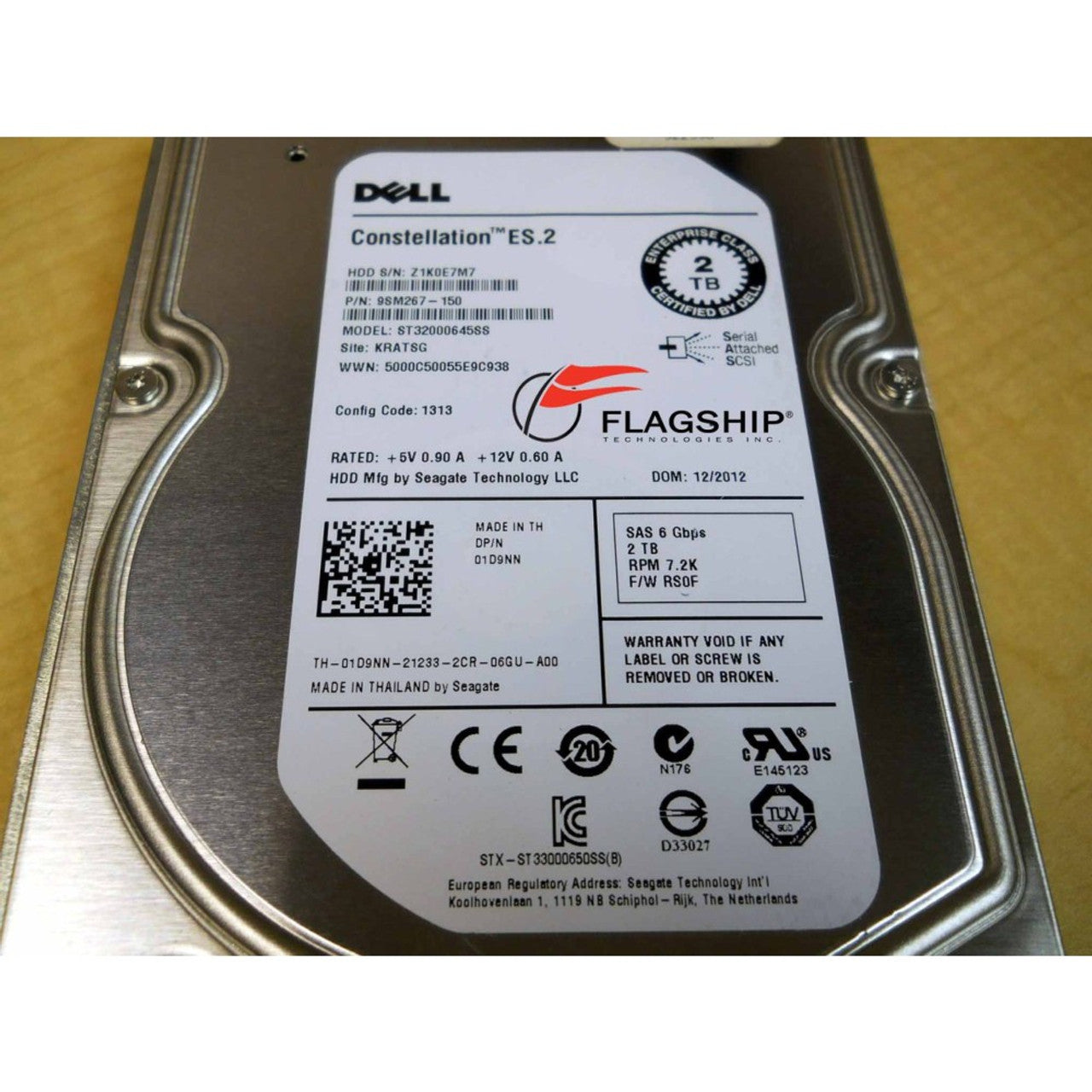 Dell 1D9NN Hard Drive 2TB 7.2K SAS 3.5in