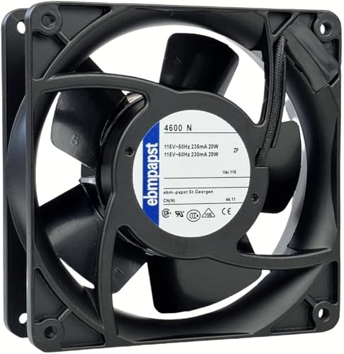 for ebmpapst 4600N Axial Fan，115V 12038 Industrial Cooling Fan All-Metal Heat-Resistant Cooling Fan 4600N, 2-Pin 20W|B0DSPYNCPH