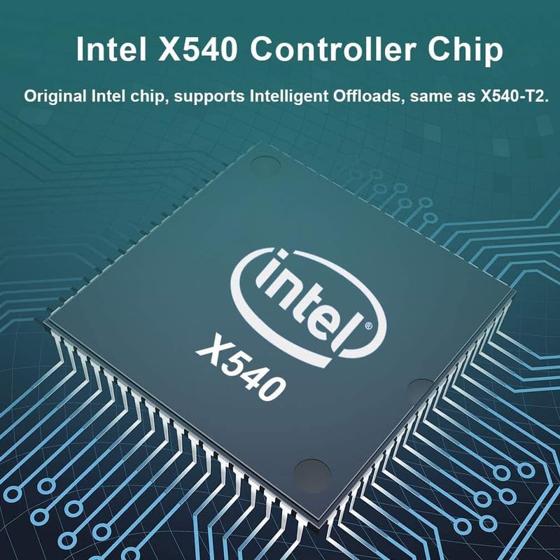 10Gb Network Card Intel X540-T2 PCIE NIC Ethernet Card, Dual RJ45 Port, Intel X540-BT2 Controller, 10G Converged Network LAN Adapter, Support Windows/Linux/Vmware/ESX/Freebsd Server
