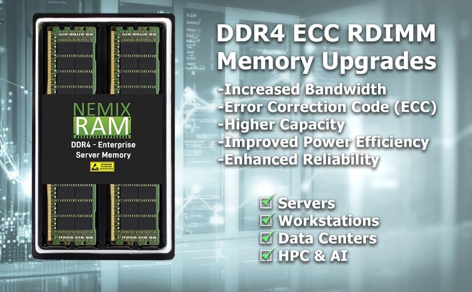 32GB (1X32GB) DDR4 2400MHZ PC4-19200 2Rx4 1.2V CL17 288-PIN ECC RDIMM Compatible with Lenovo 46W0835 Registered Server Memory