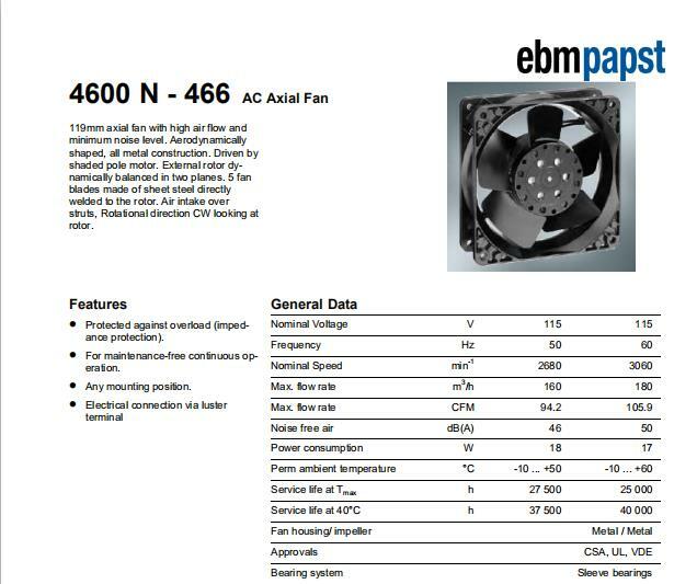 Ebmpapst 4600N-466 Axial Fan AC 115V 20W 230mA 120*120*38mm High temperature Fan|401721110259