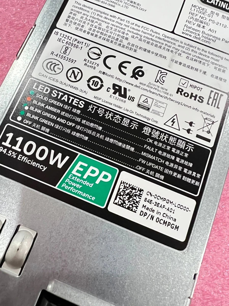 Dell 1100w 80 Plus Platinum EPP PSU R730 R630 T630 R530 R730xd-PN in description|405003745995