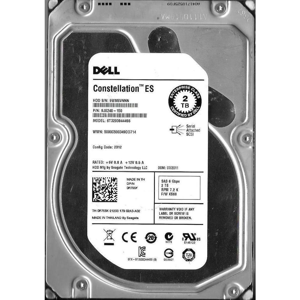 DELL SEAGATE ST32000444SS 2TB SAS HARD DRIVE P/N: 9JX248-150 FW: KS68 763649027097-FoxTI