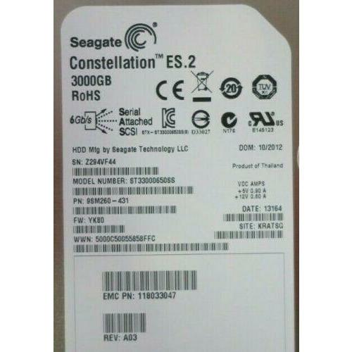 Disco EMC V4-VS07-030 3TB SAS 3.5" 7.2K 520BPS HDD Hard Drive VNX Series 005049943 - MFerraz Tecnologia